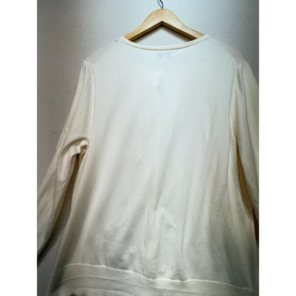 Croft & Barrow Womens Cardigan Sweater Size XL Cream Embellished Button-Front - Picture 8 of 9